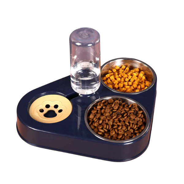 Bellaven -  3 in 1 Wet and Dry Food Bowl Set - Stainless Steel