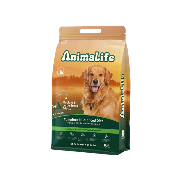AnimaLife - Medium/Large Breeds  (1-7 Years) - Dry Dog Food - Chicken - 5 KG