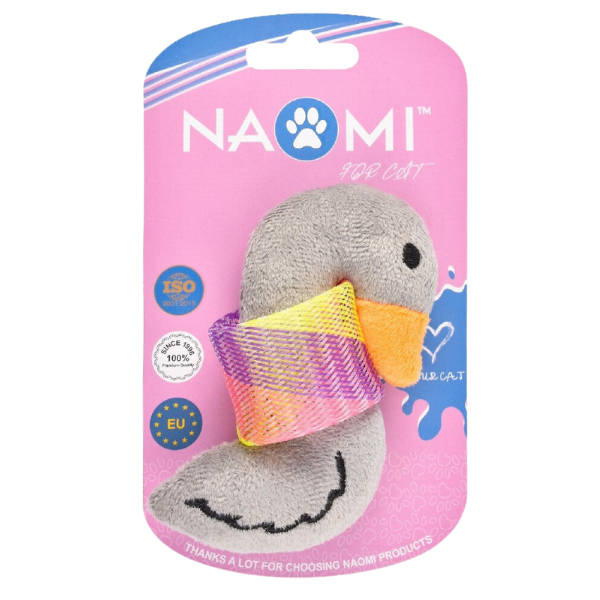 Naomi - Gray Duck Plush Cat Toy