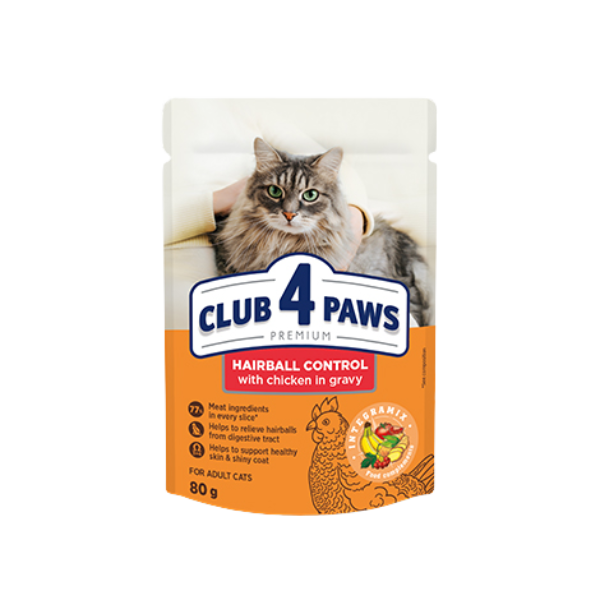 Club 4 Paws - Wet Cat Food - HairBall - Chicken - 80 g