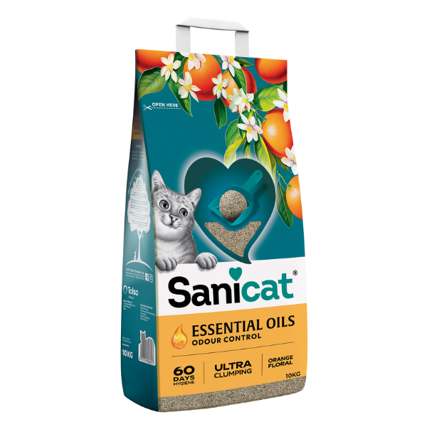 Sanicat - Ultra Clumping Essential oils - Orange Floral - Cat Litter - 10 Kg