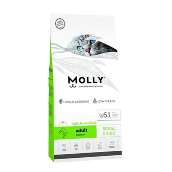 Molly - Renal Care - Light &amp; Sterilised - Salmone - Cibo secco per gatti - 2 kg