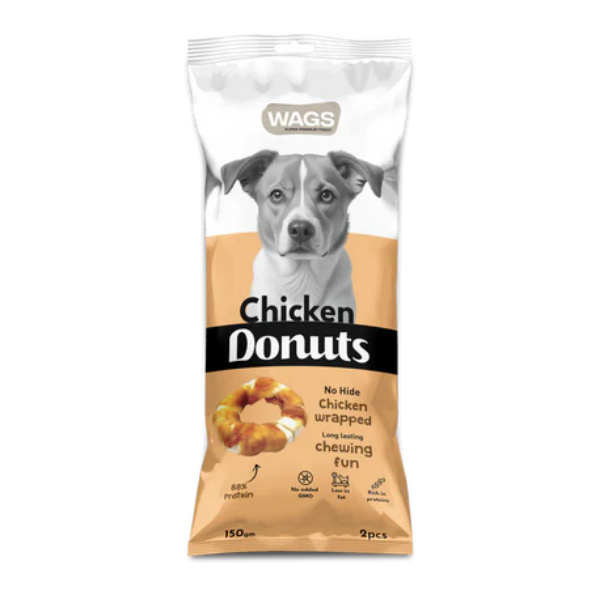 Wags - Chicken Donuts - Dog Treats - 100g