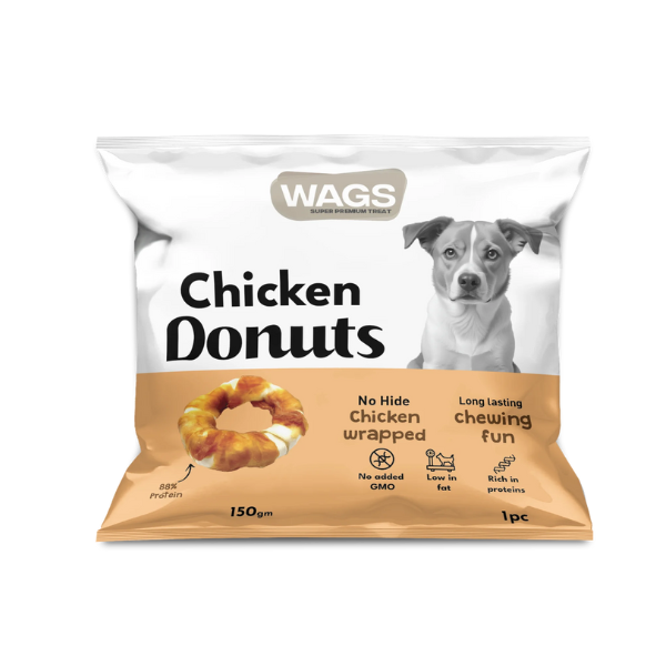 Wags - Chicken Donuts - Dog Treats - 150g