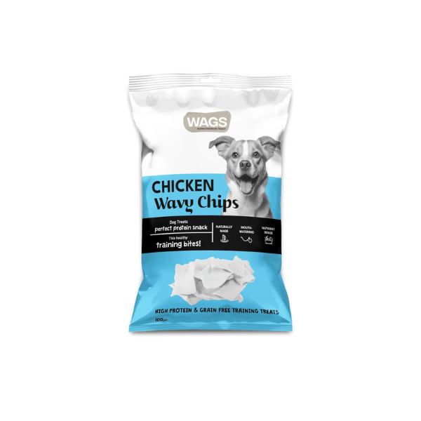 Wags - Chicken Wavy Chips - Dog Treats - 100g