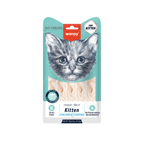 Wanpy - Kitten - Creamy Lickable Cat Treats  - 5 x 14g