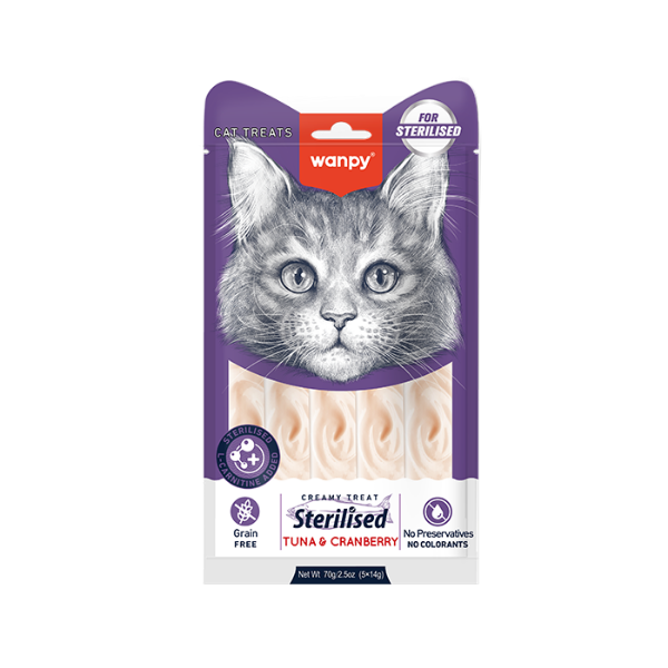 Wanpy - Sterilised - Creamy Lickable Cat Treats  - 5 x 14g