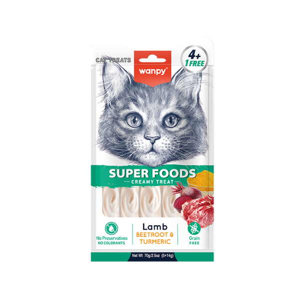 Wanpy - Super food - Creamy Lickable Cat Treats  - 5 x 14g