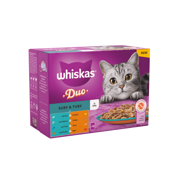 WHISKAS® - Nassfutter für Katzen - Duo Surf &amp; Turf in Jelly 1+ 85g 