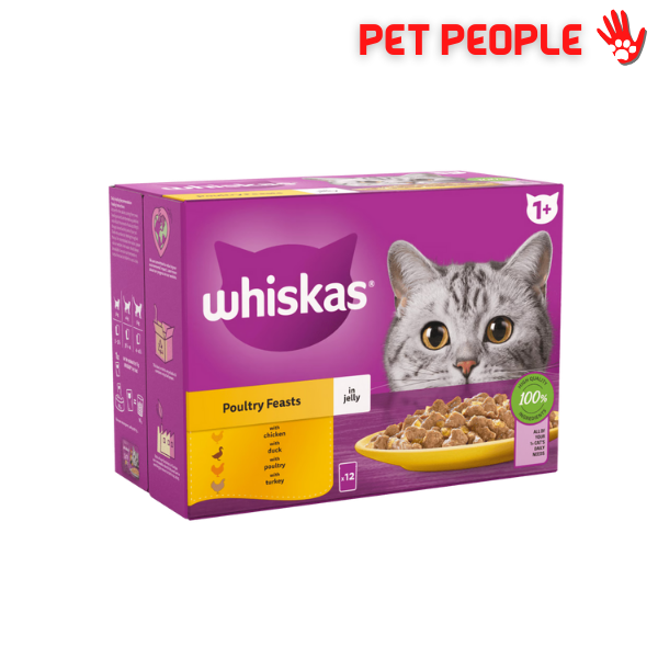 WHISKAS® - Nassfutter für Katzen - Geflügelschmaus in Gelee 1+ 85g 